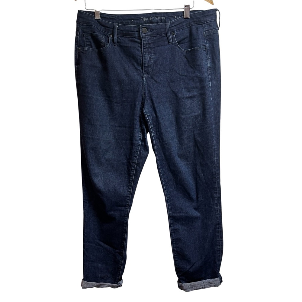 Calvin Klein Jeans Womens 14x30 Dark Indigo Straight Leg Denim Blue Pants #705